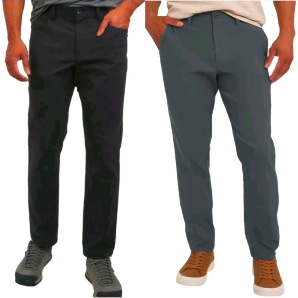 Weatherproof 2-pk Men's Straight Stretch Tech Pant 34x30 Flex Waist Black & Gray